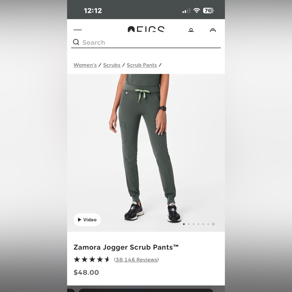 FIGS Dark Green Scrub Pants